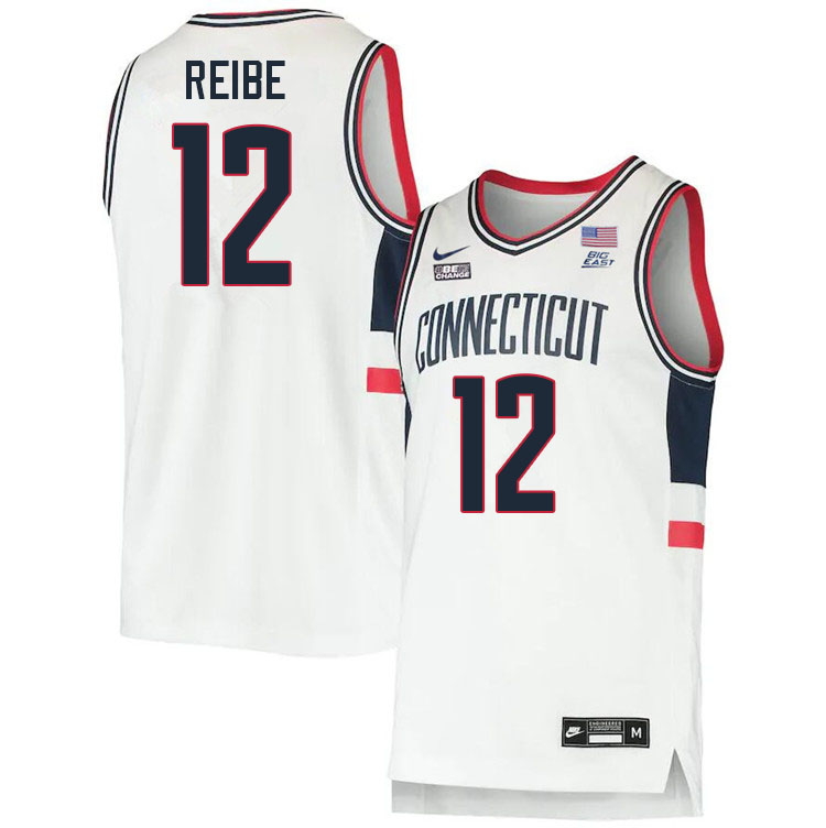 Uconn Huskies #12 Eric Reibe College Basketball Jersey Stitched-Alternater White